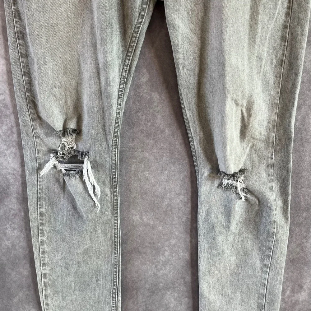 Levi's 512 Slim Taper Jeans Mens 34x34 Grey Distressed Ripped Denim Casual‎